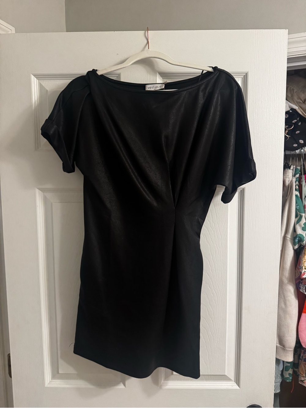 vestique Black Dolman Sleeve Ponte Mini Dress
